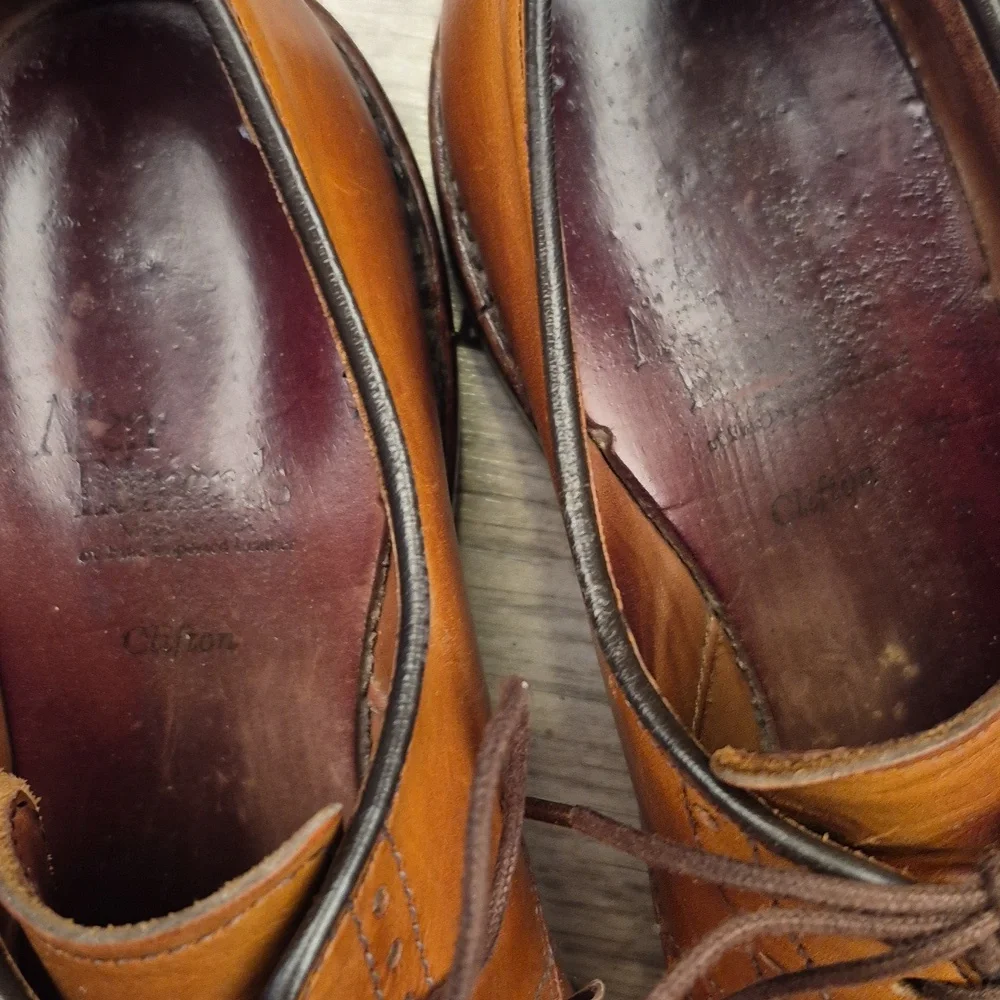 ALLEN EDMONDS Clifton Tan Brown Leather Sz 7 D Mens Captoe Oxfords Dress‎ Shoes